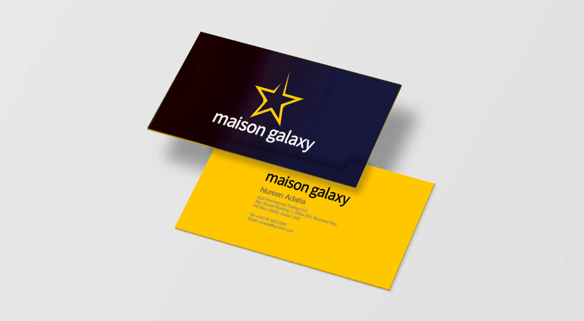 Maison Galaxy, Business Card Branding, Interior Design, Supermarket, Fashion, General Retail, Graphic Communications Branding - CampbellRigg Agency