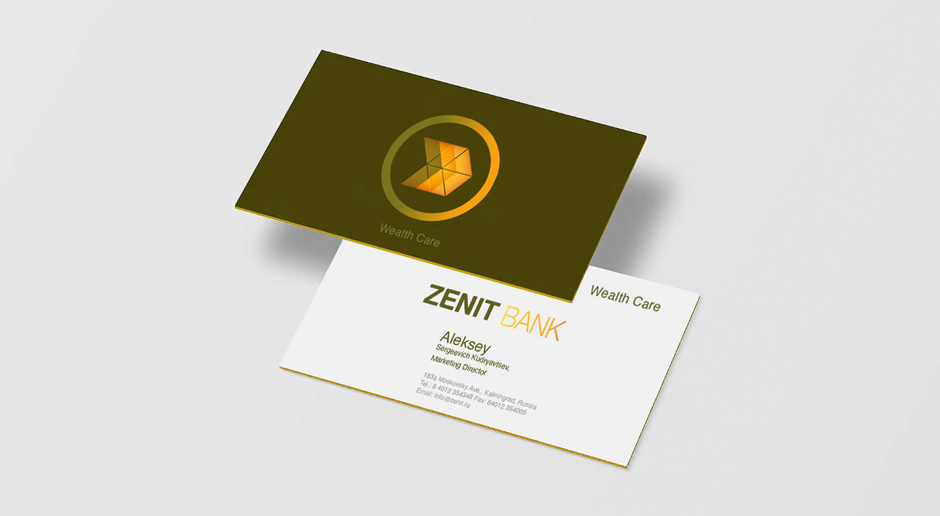 Zenit Bank Russia, Business Card Retail Branding, Brand Identity, Wealth Management - CampbellRigg Agency
