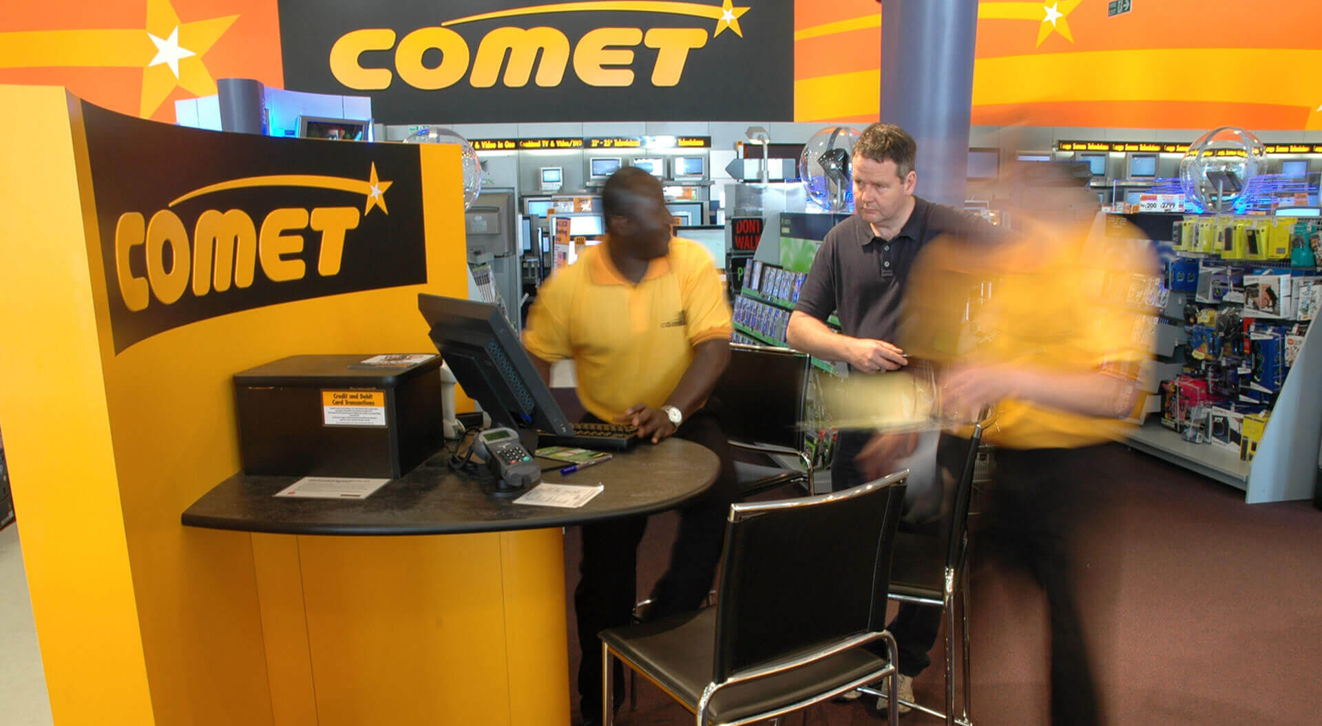 Comet Technology Store rebrand and interior design consultation point