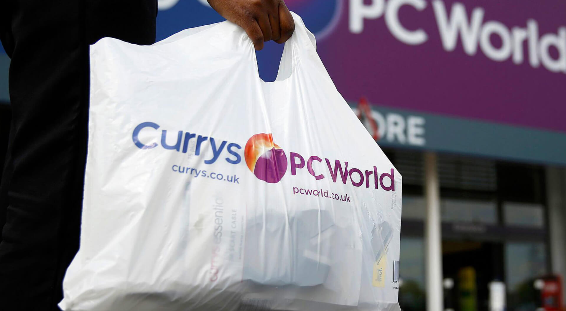 Currys PC World Stores rebrand, interior design and communications shopping bag design