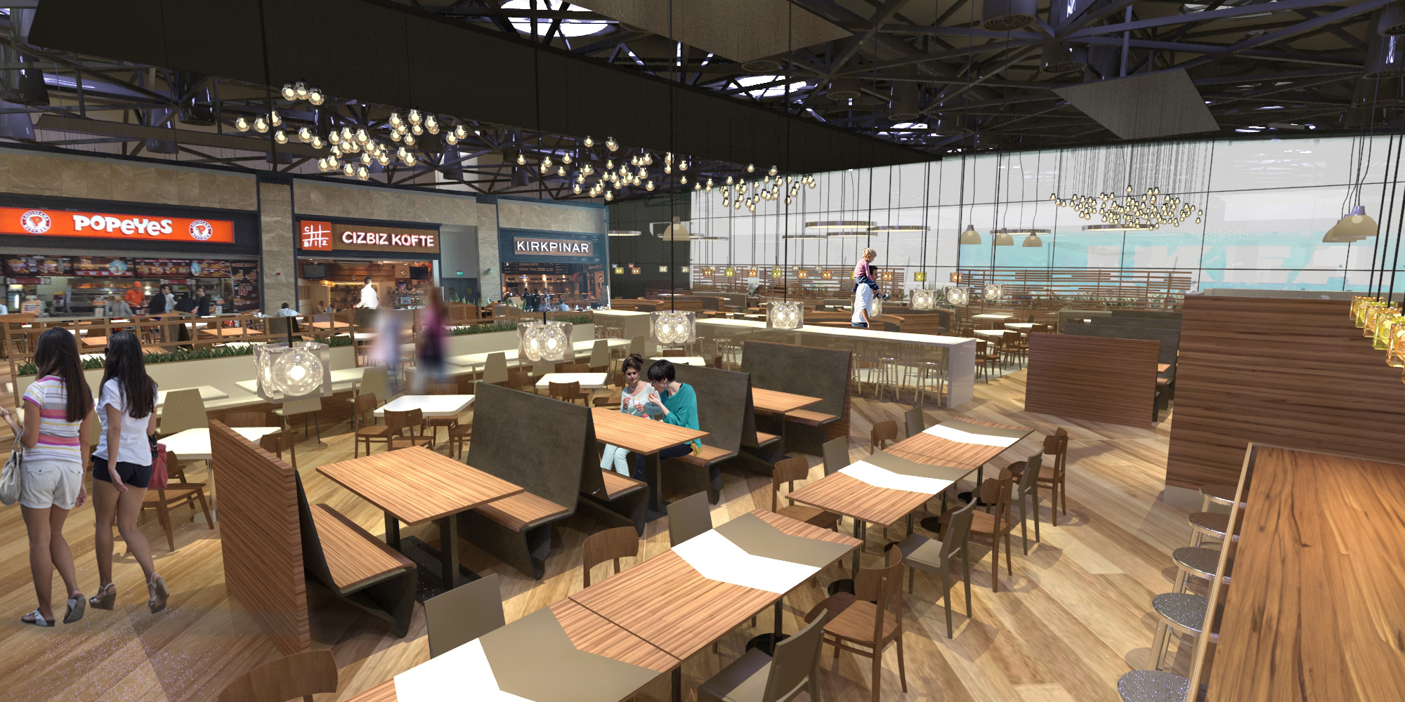 Forum Istanbul Shopping Mall open-plan food court interior and seating design