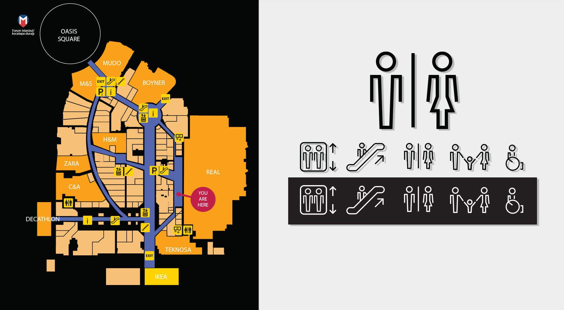 Forum Istanbul Shopping Mall navigation system and icon design