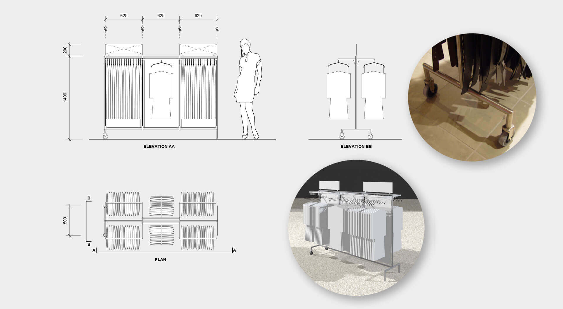 K Citymarket hypermarket fashion store merchandising system technical drawings lingerie