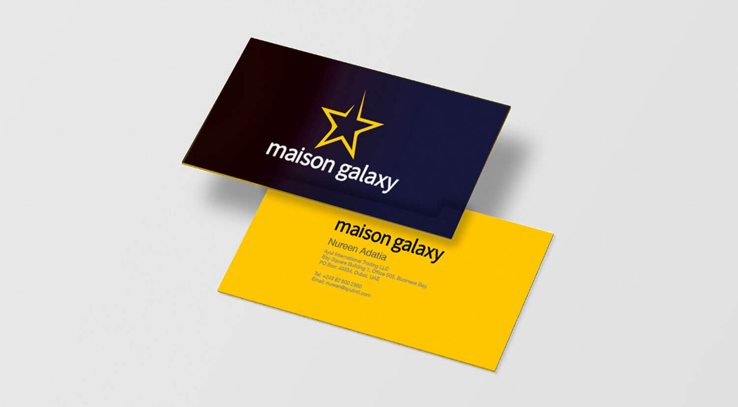 Maison Galaxy, Business Card Branding and Graphic Communications Branding - Campbell Rigg Agency