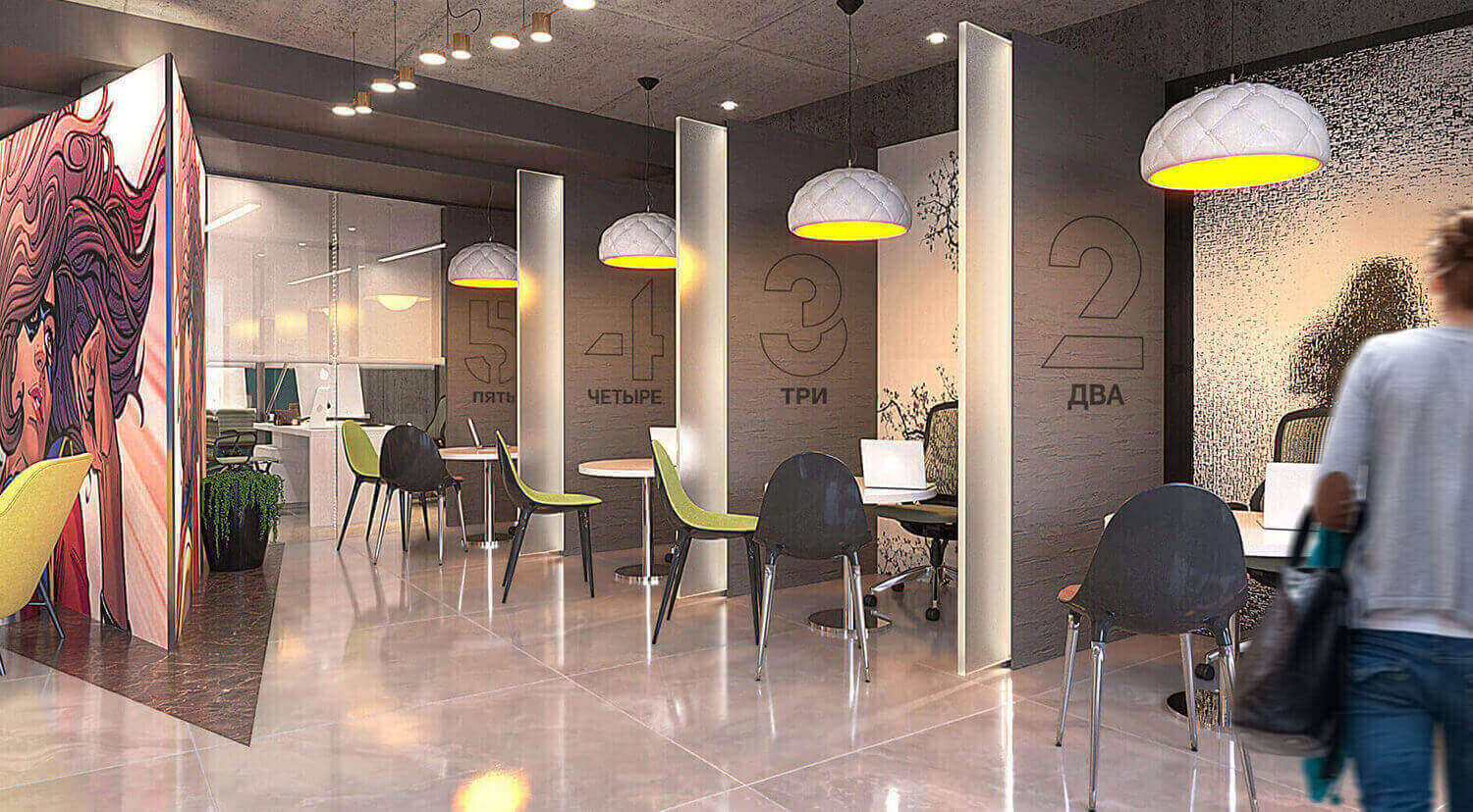 Zenit Bank Russia, Customer Interview Zone, Retail Interior Design and Graphic Branding to Interview Booths - Campbell Rigg Agency" 