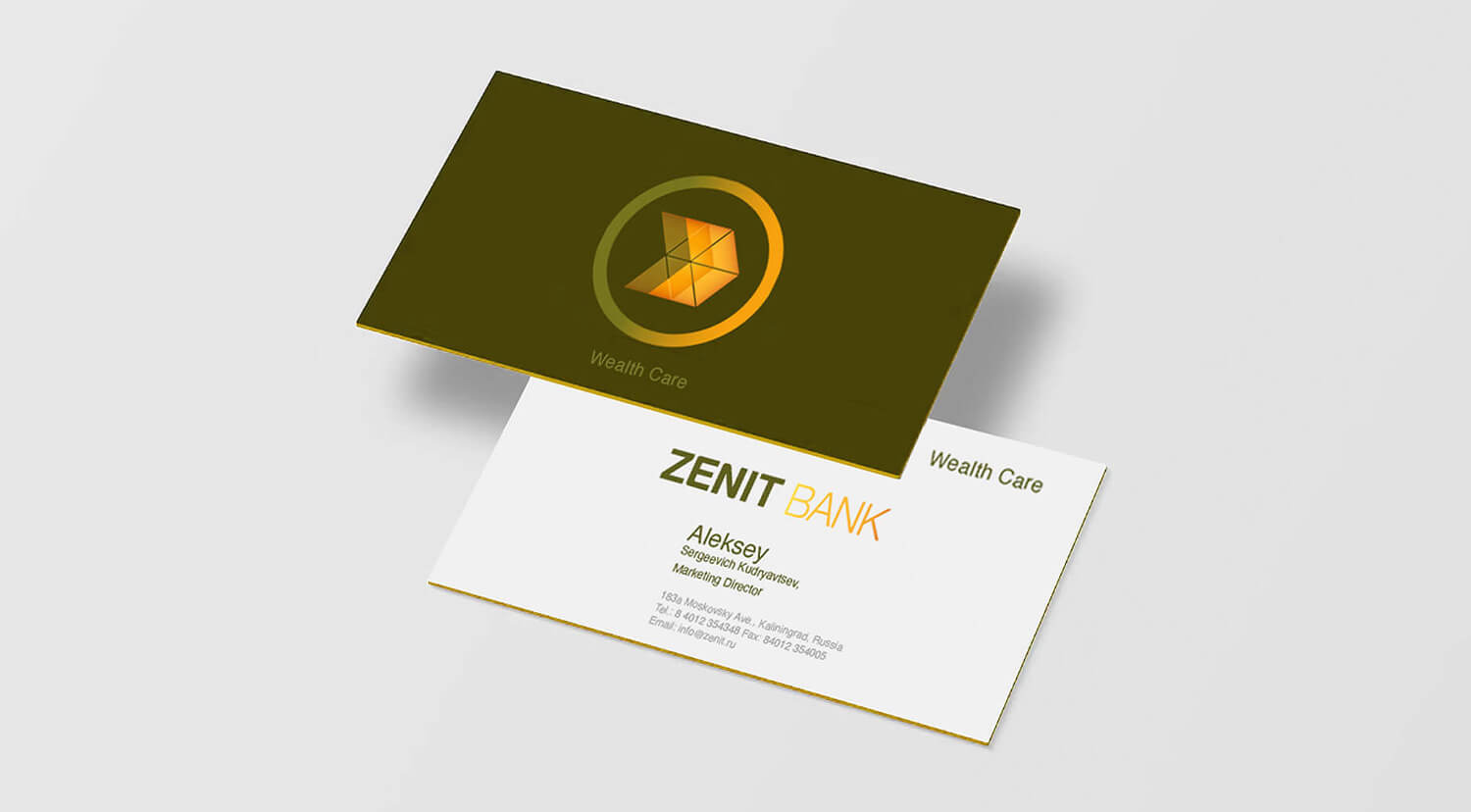 Zenit Bank Russia, Wealth Management Business Card Branding, Brand Identity - Campbell Rigg Agency